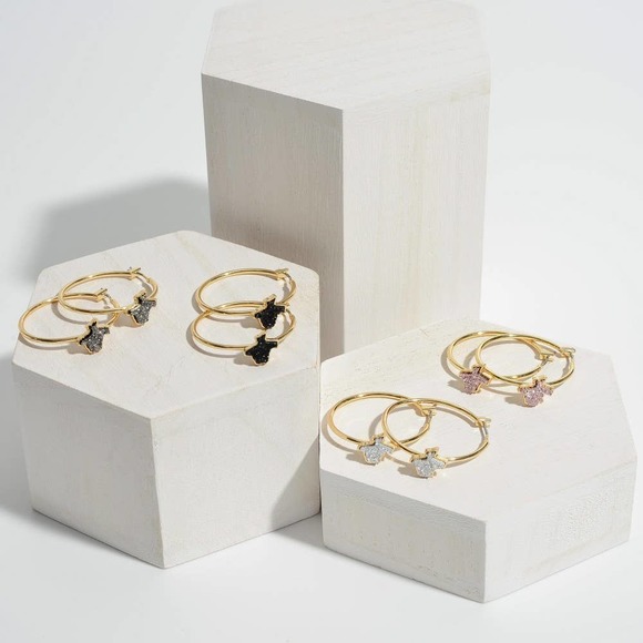 Rose Gold Pink Druzy Texas State Hoops - Picture 3 of 3